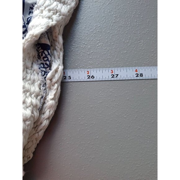 Chicos Crochet Trim Pullover Tunic Poncho Tassels Women's XL Blue White Boho - Picture 7 of 8